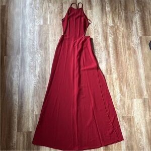 Reformation Rare Odessa Red Maxi Dress Slit High Neck Small wedding guest dresss